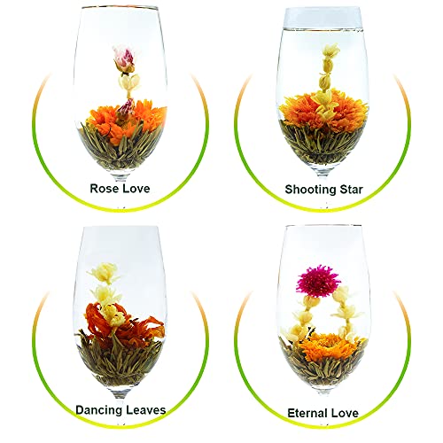 TEARELAE Blooming Tea Flowers - 12pcs Individually Sealed Flowering Balls - Hand-Tied Natural Green Tea Leaves & Edible Fl...