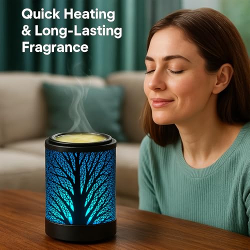 MeplLivs Wax Melt Warmer 2-in-1 Candle Wax Warmer with Timer-PTC Heating Plate with 7 Colors LED Changing Light Reusable S...