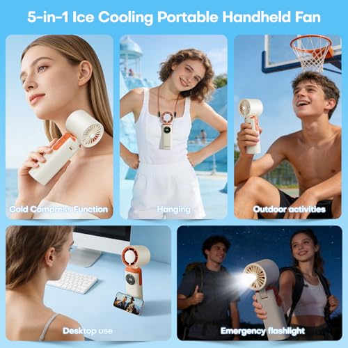 SSWind 6000mAh Portable Handheld Fan with Ice Cooling, 199 Levels Stepless Speed, 20H Long Battery Life, 20000RPM Turbo Fa...