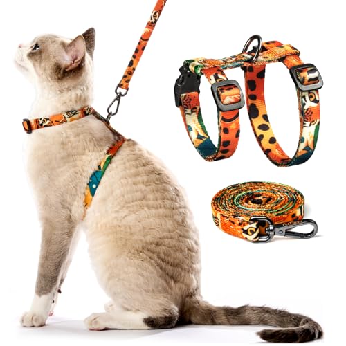 Cat Harness and Leash Set - Escape Proof Adjustable Cat Harness, Comfortable Soft Lightweight, Use Safe & Easy, Walking Tr...