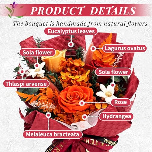 VTJMB Flowers for Delivery Prime, Preserved Flower Bouquet with Box, Birthday Dried Flowers Gift for Women, Mothers Day Gi...