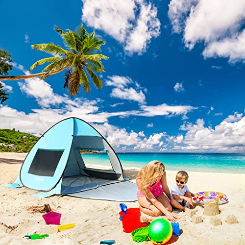 TOBTOS UPF 50+ Pop Up Beach Tent, Easy Set Up Beach Umbrella, Sun Shelter for 2-3 People UV Protection Portable Sunshade, ...