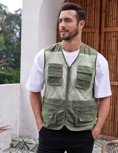 Gihuo Men's Fishing Safari Vest with Pockets for Summer Travel