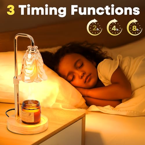 Candle Warmer Lamp with Timer and Dimmer, Electric Wax Warmers for Scented Candles with 5 Brightness Settings, Anti-Glare ...