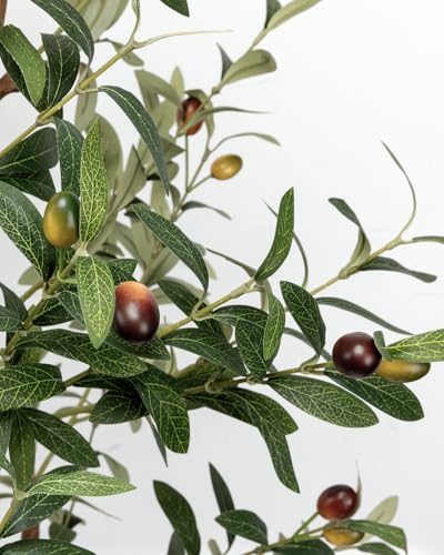 LuceAlberi 6FT Artificial Olive Tree - Indoor Tall Faux Olive Trees with Planter&Basket, Large Fake Olive Silk Tree Realis...