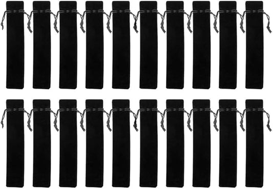 HORNO 20 PCS Velvet Drawstring Pen Pouch Sleeve Holder Single Pen Bag Case Pencil Bag(Black)