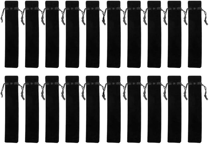 HORNO 20 PCS Velvet Drawstring Pen Pouch Sleeve Holder Single Pen Bag Case Pencil Bag(Black)