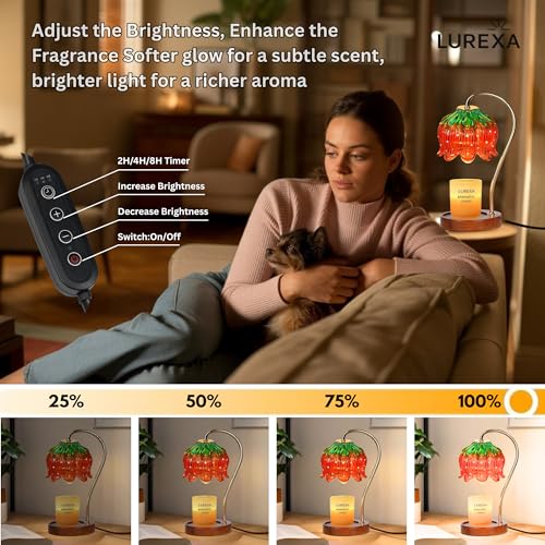 LUREXA Candle Warmer Lamp with Timer, Dimmable Wax Melt Lamp for Large & Standard Jar Candles, Includes 2 GU10 Bulbs, Eleg...