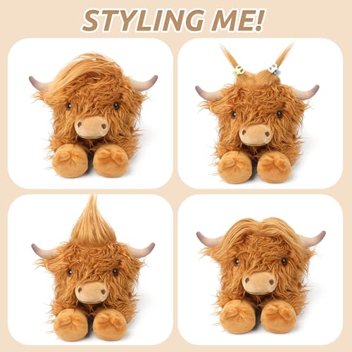 Highland Cow Stuffed Animals, Microwavable Stuffed Animals Heating Pad for Cramps, Pain Stress Relief, Heatable & Coolable...