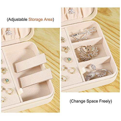 LANDICI Small Jewelry Box for Women Girls, PU Leather Travel Jewelry Case, Portable Jewelry Organizer Storage Holder Displ...