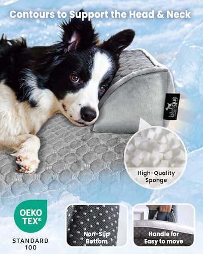 blunique Cooling Mat for Dogs, Self Cooling Dog Bed with Sides, Orthopedic Pet Sofa Bed with Removable Washable Cover for ...