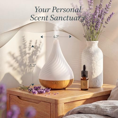 Cegsin Essential Oil Diffuser with Adapter, 130ml Aromatherapy Scent Machine for Home & Office, 7 Color LED & Breathing Li...