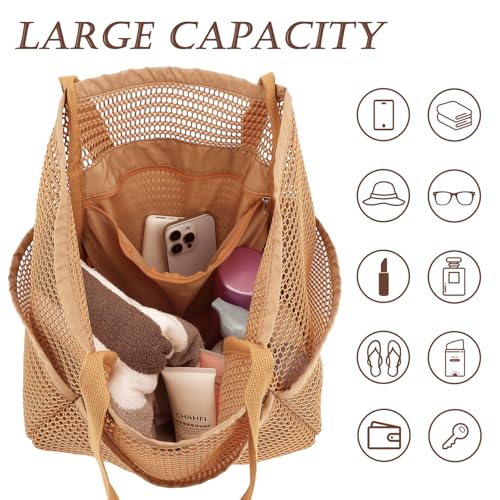 GYEUKHAM Beach Bag for Women with Outer Pocket, Waterproof Large Tote Bag for Cruise Essentials
