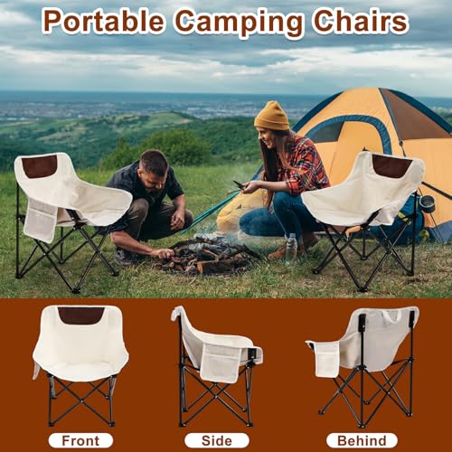 FairySandy 2 Pcs Portable Chair Camping Chairs Outdoor Lightweight Folding Camp Chairs Compact Backpacking with Carry Bag...