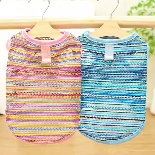 JAAQUCD 2 Pack Summer Small Dog T-Shirts with Leash Ring Breathable Girl Puppy Clothes Cooling Boy Cats Outfits Sleeveless...