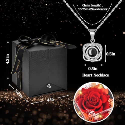 Mothers Day Gifts for Mom: Forever Real Rose with Heart I Love You Necklace Christmas Birthday Anniversary Valentines Day ...
