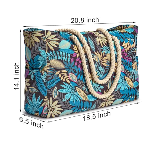 Becokan Beach Bags for Women Large Waterproof Beach Tote Bag Zipper Beach Bags Waterproof Sandproof Swim Pool Bag Large Tote