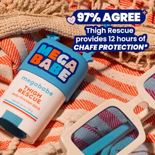 Megababe Thigh Rescue Anti-Chafe Stick Mini | Travel size, great for on-the-go | Prevents skin chafe & irritation | Thigh...