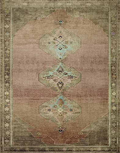 Loloi Magnolia Home by Joanna Gaines Sinclair Collection SIN-06 Clay/Tobacco 2'-3" x 9'-6", .25" Pile Height, Machine Wash...