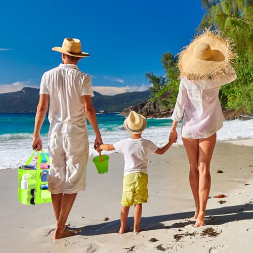 Yunaeduo Large Mesh Beach Bag - Lightweight & Foldable Family Beach Bag with 9 Pockets for Toys, Towels & Vacation Essentials