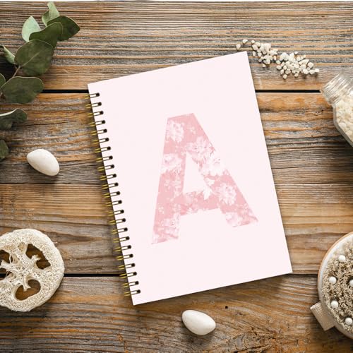 NaZaUK Pink Cute Personalized Notebook Journals for Women, Monogrammed Gifts for Women, Custom Initial Coquette Pink Flora...