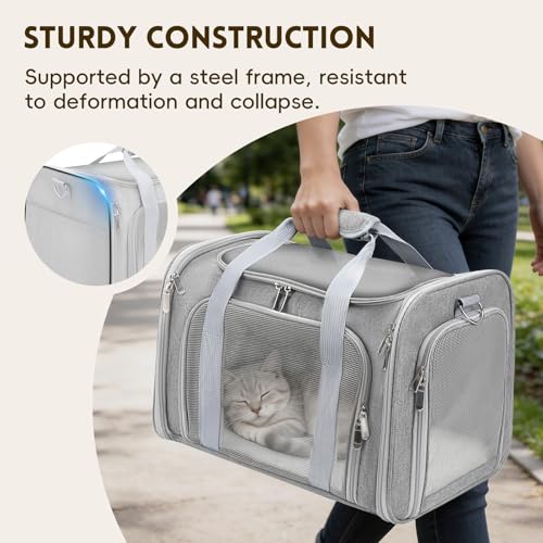 Zedkeys Cat Carrier Soft, Dog Carriers for Small Dogs/Large Cats (Up to 16lbs), with High Breathability, Shoulder Strap, R...