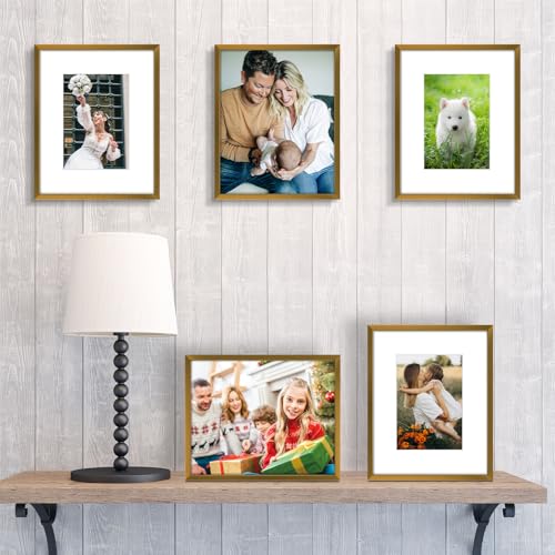 Golden State Art, Bronze 8x10 Aluminum Picture Frame - Display Photos 5x7 with Mat or 8x10 inch Without Mat - Shatter-Resi...