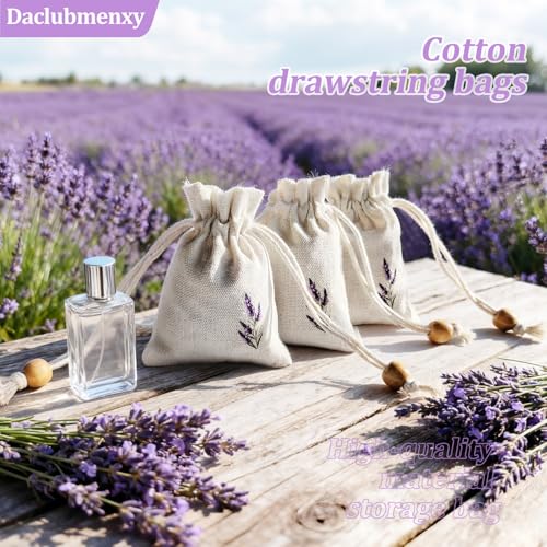 Daclubmenxy 20 PCS Lavender Bags, Lavender Sachet Empty Bag, Drawer Sachets with Drawstring Cotton Pouch for Filling Spice...