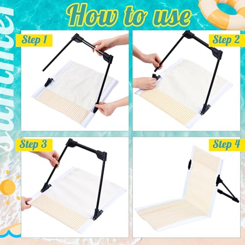 Sliner 2 Pcs Foldable Poolside Chairs for Adults Portable Beach Chairs Yellow & White Striped Folding Lazy Chair for Edge ...