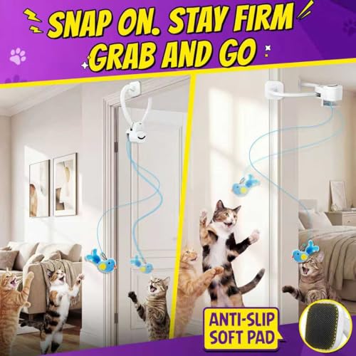 Interactive Cat Toys for Indoor Cats: Automatic Flying Bird Feather Wand Chase Exercise Enrichment Stimulation, USB Rechar...