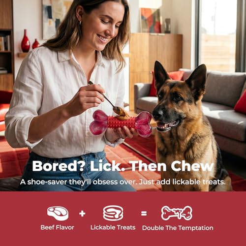 Apasiri Tough Dog Toys for Aggressive Chewers: Beef Flavored Long Lasting Dog Bones for Large Dogs, Heavy Duty Nylon & Rub...