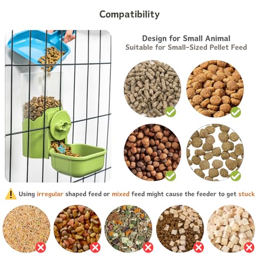 Automatic Pet Food Water Dispenser, Auto Gravity Pet Feeder Water Bottle Set for Cage, Feeding Station for Puppy Kitten Ra...