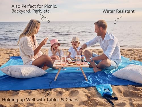 WEKAPO Beach Blanket Sandproof Waterproof, Extra Large Beach Mat, Oversized & Compact Sand Free, Quick Drying Beach Essent...