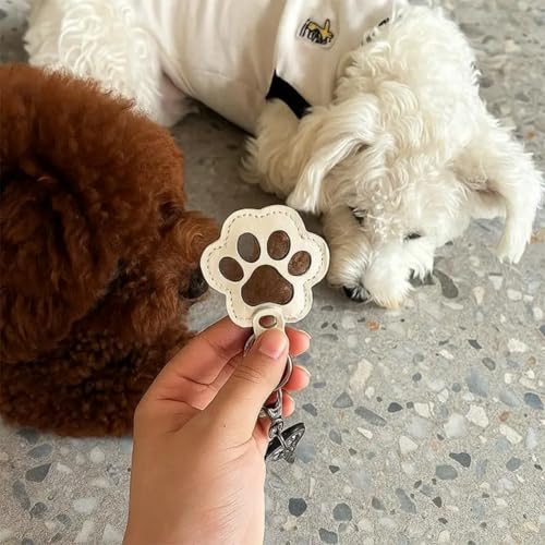 3 Pcs Pet Paw Shaped Leather Keychain, Pet Hair Memorial Keyring,Fur Collection Gift for Cat and Dog Hair Storage