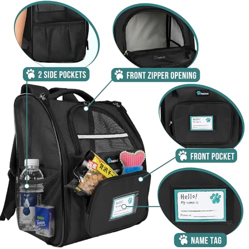 PetAmi Dog Backpack Carrier for Small Large Cat, Pet, Puppy, Ventilated Pet Hiking Backpack Travel Bag, Airline Approved C...
