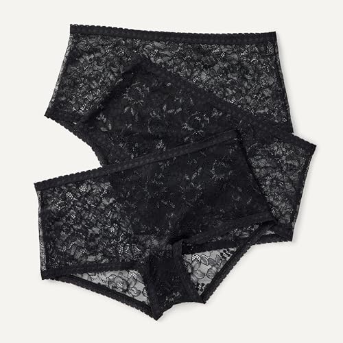 Amazon Essentials Women's Stretch All Over Lace Boyshort Panties, Pack of 6