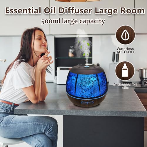 Essential Oil Diffuser for Home,500ML Aromatherapy Diffusers for Essential Oils Large Room with Cool Mist Humidifiers for ...