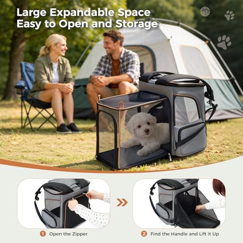 Lekereise Cat Backpack Expandable Pet Carrier Backpack for Small Cats and Dogs, Airline-Approved Foldable Dog Carrier Back...