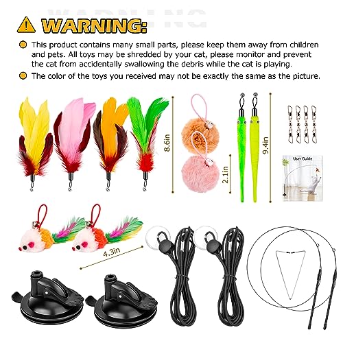 HOSFROLL Cat Toys, 2 Pack 3 in 1 Interactive Cat Toy for Indoor Cats with Sticky Super Suction Cup Detachable 10 Pcs Repla...