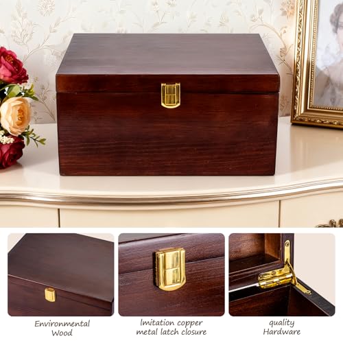 EVA murmure Larger Wooden Memory Wedding Keepsake Boxes With Hinged Lids - Decorative Storage Box With a Hinge Lids For Le...
