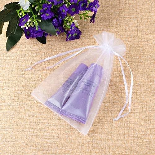 HongyiTime 100PCS Premium Sheer Organza Bags, White Wedding Favor Bags with Drawstring, 4x6 inches Jewelry Gift Bags for P...