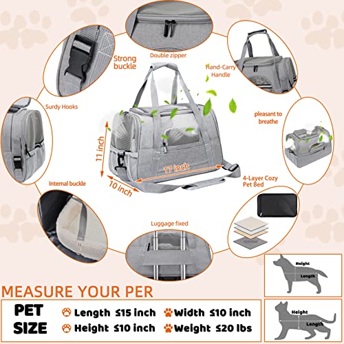 Pet Carrier Bag Airline Approved Up for Cats and Dogs Up to 20LBs, Soft Cat Carrier Dog Carrier Travel Kitten Carrier with...