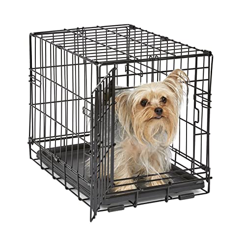 MidWest Homes for Pets 18-Inch iCrate for Tiny Breeds, Up to 10 lbs, Single Door Folding Dog Crate with Divider Panel, Lea...