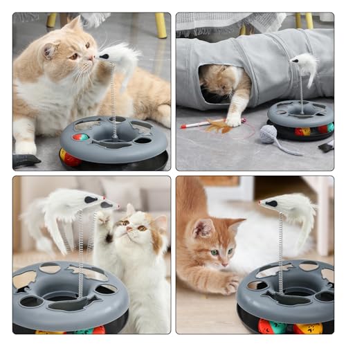 TSEB4TEP Cat Tunnel, Indoor Cat Toy, Roller Track Cat Toy, Collapsible S-Shaped Play Tube, 10.5 Inch Diameter Maze Cats Ho...