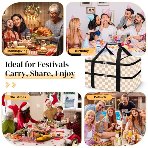Coobiiya Insulated Casserole Carrier,Lasagna Lugger Tote Keeps Food Hot or Cold,Thermal Lunch Bag Warmer & Cooler Carrier ...