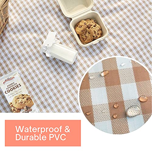 Beyond Thursday ESLA Cute Gingham Picnic Blanket, Waterproof Foldable, in Large 80x60in and Extra Large 80x80in, Portable ...