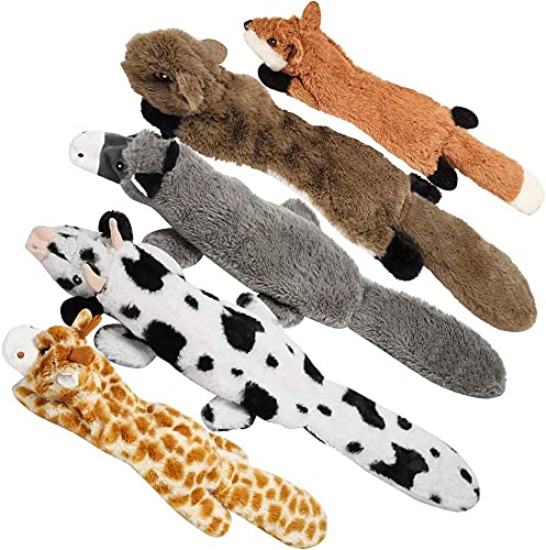 Nocciola Dog Squeaky Toys, 5 PCS Crinkle Plush Dog Toys, No Stuffing Dog Toys for Small Medium Large Dogs, Stuffless Puppy...