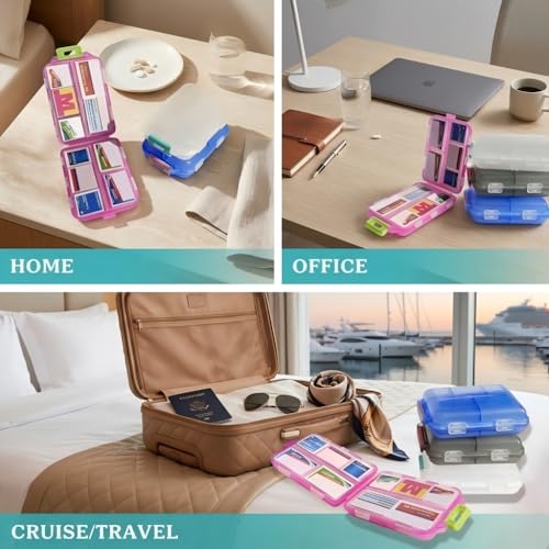 Pill Organizer with Medicine Labels Travel Daily Pill Container Mini Medication Organizer Storage Pill Organizer Travel Es...