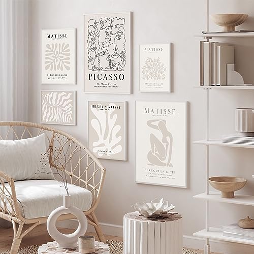Youillne Henri Matisse Wall Art Prints Flower Abstract Canvas Pictures Aesthetic Beige Wall Art Decor Matisse Picasso Post...