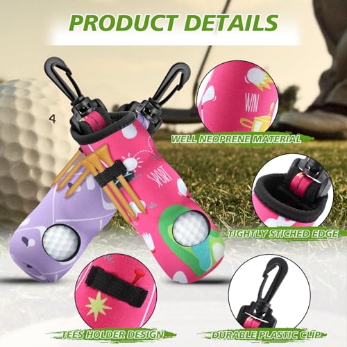 4 Pieces Golf Tee Holder Golf Ball Carry Bag Pouch Ball Holder Keychain Belt Clip Gifts Accessories